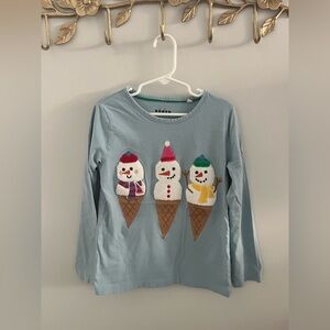Mini Boden Snowman Ice Cream Long Sleeve Shirt size 7-8